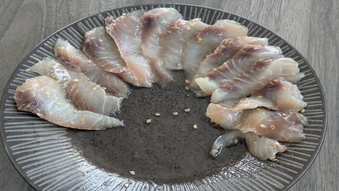 ボラのごま塩　盛り付け